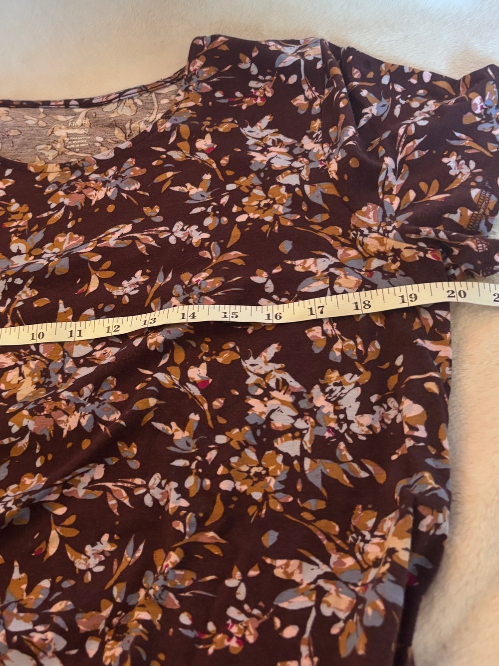 J. Jill Fit Progress Pima Cotton Floral Shirttail Tee Medium Stretch Top - Picture 6 of 7